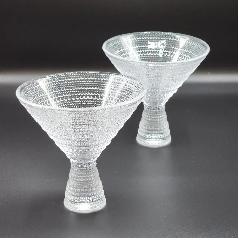 Fortessa Jupiter Beaded Martini Glass Set of Two Embossed texture 11.5oz